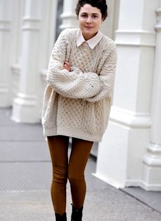 Fashion Things, Big Sweaters, Sweater Outfit, Pullover Outfit, Moda Chic, Hipster Outfits, Outfit Trends, Chunky Sweater, Inspiration Mode