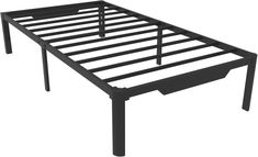 a metal bed frame is shown with no mattresses on the top and bottom part