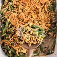 This is the ultimate green bean casserole recipe without using any canned soup and is still ready for the oven in less than 30 minutes. Using fresh green beans, no canned soup, from scratch sauce and topped with panko and fried onions. The perfect holiday side dish! Way better than Campbells. Get the recipe and tips to make gluten-free green bean casserole via @thefreshcooky #greenbeancasserole #holidaysides Green Bean Casserole No Mushroom, Frozen Casserole, Holiday Side Dish