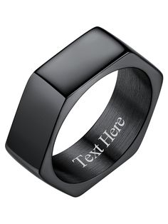 PRICES MAY VARY. Material: Made of stainless steel,black plated,non-deformable, and hypoallergenic High polished on the surface, smooth and comfortable to wear Hexagon geometric band ring for men and women, offers a brilliant shine due to its impeccable polished finish,wear it alone or stack it with other rings Dimensions: 7mm(0.28 inch) Wide; Size from 7-14; Weight: about 7.8g Gift Wrapped: Comes in a gift box ready for gift giving, with a black pouch Richsteel-Keep Real & Rich Style Rich Style, Hexagon Ring, Hexagonal Ring, Wax Ring, Black Pouch, Mens Rings, Geometric Ring, Ring For Men, Black Plates