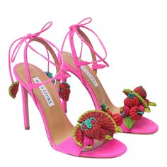 100% Fabric/leather Sole Strawberry Punch, Aquazzura Heels, Aquazzura Shoes, Pink Strawberry, Sneaker Wedge, Italian Luxury, Yoga Wear, High Heel Pumps, Bridal Shoes