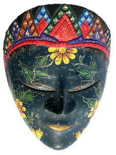 Our Balinese Dancer Mask, hand-painted for peace and protection in your home ($45). http://www.floatinglotus.net/Mask-Javanese-Dancer-Mask-Javanese-Dancer4.htm Balinese, Dancer, Mask, Hats