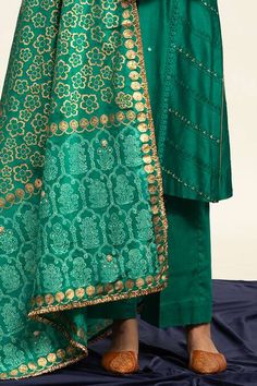 Buy Green Pure Chanderi Embroidered Aari Side Panelled Kurta Pant Set For Women by Shetab Kazmi Online at Aza Fashions. Tussar Silk Palazzo Set For Festivals, Festive Tussar Silk Palazzo Set With Cutdana, Festive Palazzo Set With Cutdana In Tussar Silk, Festival Semi-stitched Tussar Silk Palazzo Set, Semi-stitched Tussar Silk Palazzo Set For Festivals, Tussar Silk Traditional Drape Palazzo Set For Festivals, Festive Tussar Silk Palazzo Set, Bollywood Tussar Silk Palazzo Set For Festivals, Pista Green Chanderi Sharara With Embroidered Border