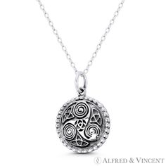 Product Details Product Id: St-Fp320-Slo Metal Type: .925 Sterling Silver (Oxidized-Finish) Gram Weight: Approx. 2.7 Grams Measurements: Total Length W/ Bail - 24mm (0.9in) Charm - 17mm (0.7in) In Diameter Moon Goddess Jewelry, Triple Spiral, Triple Moon Goddess, Celtic Trinity Knot, Beautiful Pearl Necklace, Viking Pendant, Goddess Jewelry, Masonic Ring, Turquoise Pendant Necklace