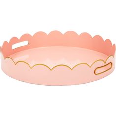 Eloise Pink and Gold Scallop Round Metal Tray - The Preppy Bunny Scallop Tray, Feminine Esthetics, Scalloped Tray, Biscuit Home, Pink Tray, Feminine Minimalist, Caitlin Wilson, Preppy Room, Metal Tray