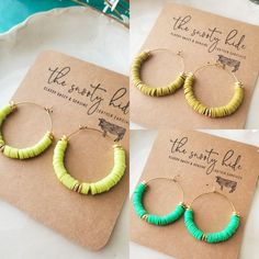 New beaded hoops! You can choose your favorite color: Lemongrass, olive green,  or kelly green ☆Don't hesitate to ask me any questions. 😉 ☆Drop and with is approx 1.75 inches. Ear hook is nickel-free, raw brass metal gold beads are 18k gold plated ☆Once payment has been received, it takes 2-4 days for processing and/or handmaking (weekend & holiday don't count). Your item will ship via USPS which usually takes anywhere from 2-3 days, depending on what's going on in the world. :)  ☆If you have any additional questions, please send me a convo. I will respond within 24 hours. Please know that colors can vary from different monitors. I do my best to photograph my products in natural lighting to portray true color of products. ☆☆Thank you for stopping by mamacita! We can keep also keep in touc Handmade Adjustable Green Hoop Earrings, Adjustable Handmade Green Hoop Earrings, Green Summer Jewelry For Everyday, Summer Everyday Green Jewelry, Adjustable Green Hoop Earrings, Green Circular Hoop Earrings For Gifts, Green Circular Hoop Earrings As A Gift, Green Circle Hoop Earrings For Gift, Green Hoop Earrings For Spring