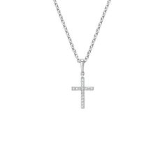 Cross Diamond Pendant - Silver. This meaningful pendant shines with shared prong-set diamonds in the shape of a cross. This design is perfect on its own or in a chic stack (1/15 total carat weight). Pandora Cross Necklace, Hydrangea Painting, Necklace Snake, Silver Cross Necklace, Snake Jewelry, Gold Disc, Snake Necklace, Diamond Cross Pendants, Diamond Cross