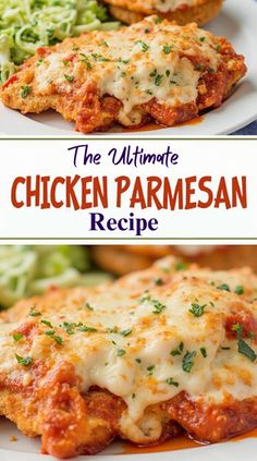 Looking for a dinner that's crispy on the outside, tender on the inside, and loaded with gooey cheese? This Ultimate Chicken Parmesan is exactly what you've been craving. Baked to perfection with marinara sauce and mozzarella, it’s comfort food that will have your family begging for more!  #ChickenParmesan #ComfortFood #CrispyChicken #CheeseLovers #EasyDinner #FamilyMeals #ItalianCuisine Cheesy Mozzarella Chicken Bake, The Best Chicken Parmesan Recipe, Homemade Chicken Parmesan Recipe, Chicken Parmesan Cheese Recipe, Chicken Marinara Bake, Chicken Parmesan Recipe Easy Baked, Chicken Mozzarella Recipes, Quick Chicken Parmesan Recipe, Chicken Parmesan For Two