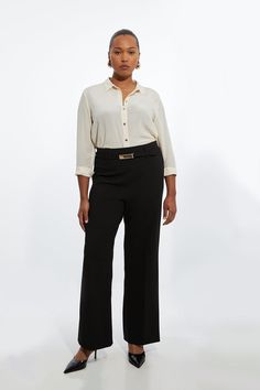 The Founder Plus Size Compact Stretch High Waisted Belted Straight Leg Pants Wide Leg Trousers Plus Size, Hen Do Outfits, Bride Jumpsuit, Petite Wedding Guest Dresses, Plus Size Workwear, Business Casual Summer, Petite Business Casual, Tall Dresses, Work Trousers