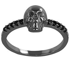 Showcase your bold, edgy style with this black spinel skull ring. From the Mistero Collection. Edgy Skull Ring Gift, Gothic Black Skull Ring For Halloween, Halloween Black Skull Ring, Black Skull Ring For Halloween, Punk Black Rings For Halloween, Black Punk Rings For Halloween, Punk Black Ring For Halloween, Punk Style Black Skull Rings, Black Skull Rings Punk Style