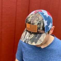 Show you're American pride with this custom leather American flag hat! Made with a full-grain leather patch. We use Richardson 112 snapback trucker cap. We promise you'll love it or your money back! Leather patch hats are the best gift for dad for fathers day! Handmade in Austin, Texas! Patriotic Hats For Veterans Day Outdoor Events, Patriotic Curved Brim Snapback Hat For Outdoor, Patriotic Snapback Hat With Curved Brim For Outdoor, Patriotic Snapback Trucker Hat For Memorial Day, Patriotic Snapback Hat With Flat Bill For Outdoor, Veterans Day Snapback Baseball Cap For Outdoor, Outdoor Snapback Hat With Flat Bill Made In Usa, Patriotic Memorial Day Snapback Trucker Hat, Patriotic Flat Bill Snapback Hat For Outdoor