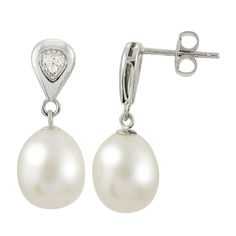 Decorated with oval-shaped freshwater cultured pearls and white topaz accents, these PearLustre by Imperial earrings complement your sophisticated fashion sense. Decorated with oval-shaped freshwater cultured pearls and white topaz accents, these PearLustre by Imperial earrings complement your sophisticated fashion sense. Length: 20 mm Backings: post Metal: sterling silver Plating: rhodium Finish: polished Packaging: boxedSTONE DETAILS Stone type: white topaz Shape: round Setting: paveCULTURED P Classic Pear-shaped Pearl Earrings For Formal Occasions, Classic White Pear-shaped Teardrop Earrings, Elegant Oval White Gold Pearl Earrings, Oval Pearl Charm Earrings For Anniversary, Formal White Teardrop Earrings With Diamond Accents, Fine Jewelry Oval Pearl Drop Earrings, Oval Pearl Drop Fine Jewelry Earrings, Formal Teardrop Sterling Silver Pearl Earrings, White Oval Pearl Earrings With Pearl Charm