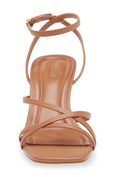 Complete your look with the breezy yet sophisticated style of a strappy sandal lifted by a just-right heel. 2 1/2" heel Adjustable ankle strap with buckle closure; hidden elastic inset Synthetic upper and lining/rubber sole Imported Medium Width Strappy Sandals With Heel Strap, Strappy Sandals With Wrapped Heel, Strappy Sandals With Wrapped Heel, Medium Width, High Heel Sandals With Adjustable Strap, Medium Width, High Heel Synthetic Strap Wedge Sandals, Synthetic High Heel Wedge Sandals With Strap, Medium Width Strappy Sandals With Wrapped Heel, Strappy Sandals With Padded Heel, Medium Width, Strappy Sandals With Padded Heel And Medium Width