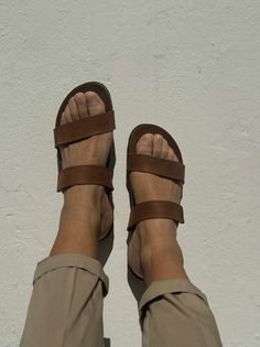 Leather Slide Sandals Men, Brown Sandals, Men's Sandals, Slip on Sandals, Greek Sandals, Summer Shoes, Made From Full Grain Leather. - Etsy Brown Leather Sole Open Toe Footbed Sandals, Brown Leather Footbed Toe Ring Sandals, Brown Leather Footbed Sandals With Single Toe Strap, Brown Open Toe Footbed Sandals With Rubber Sole, Brown Open Toe Sandals With Leather Sole, Brown Footbed Sandals With Single Toe Strap, Brown Cushioned Footbed Sandals With Single Toe Strap, Casual Brown Toe Ring Sandals With Leather Sole, Casual Brown Slip-on Toe Ring Sandals