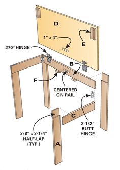 an image of a wooden table with measurements for the top and bottom pieces on it