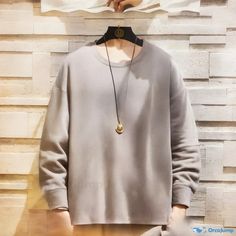 OrcaJump - Autumn Relaxed Oversized Hoodie Plain Round Collar Pullover Sweater Plain Hoodies, Oversized Hoodie, Round Collar, Types Of Collars, Pullover Sweater, Pullover Sweaters, Sleeve Length, Crew Neck, Collar