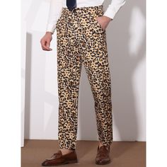 The eye-catching prints and color block design make you stand out from the crowd. The dress pants come with 2 hand pockets at the sides which are very convenient for putting your small items inside. These pants can be paired with various tops to create different looks. Easy to match your shirts, T-shirts, polo shirts, or blazers for your casual or business style. Cotton Leopard Print Pants For Spring, Leopard Print Cotton Pants For Spring, Houndstooth Pattern Pants For Summer Workwear, Leopard Print Pants With Pockets For Spring, Spring Leopard Print Pants With Pockets, Slim Fit Chino Pants, Slim Fit Dress Pants, Color Block Dress, Pants Brown