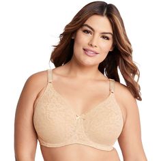 The seamless look you love, now embraced with lace! This women's Bali underwire bra is the perfect foundation under all your tops. Click on this INTIMATES & SLEEPWEAR Guide to find the perfect fit and more!PRODUCT FEATURES Comfort-U Back design Smooth-lined cups Fully adjustable straps Full coverage fit Underwire Back closure Style no. 3432 FABRIC & CARE Center belt lining: nylon Cup/lining/center back: nylon/spandex Hand wash Imported Size: 38 Dd. Color: Beig/Khaki. Gender: female. Age Group: a Bali Bras, Love Now, Perfect Foundation, Womens Bras, Full Figured, Back Design, Stretch Lace, Underwire Bra, Lace Bra