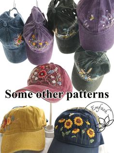 Hand Embroidery Daisy and Bee Hat, Purple Denim Cap, Floral Hat, Embroidered Baseball Cap, Vintage Hat for Woman - Etsy Vietnam Summer Brimmed Cotton Trucker Hat, Summer Cotton Brimmed Trucker Hat, Cotton Brimmed Trucker Hat For Summer, Blue Baseball Cap For Beach, Multicolor Cotton Snapback Baseball Cap, Multicolor Snapback Baseball Cap In Cotton, Custom Embroidered Summer Hats With Adjustable Fit, Embroidered Summer Trucker Hat With Curved Bill, One Size Cotton Brimmed Trucker Hat