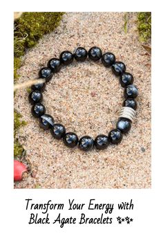 Harness the power of Black Agate Stone Benefits and experience positive vibrations! 🌟🌟 Discover our exquisite collection of Black Agate Bracelets, designed to bring balance and protection into your life. Crafted with love, these bracelets will amplify your inner strength while calming your mind and soul. Get yours now and elevate your style with a touch of healing energy. 🖤✨ #BlackAgate #CrystalBracelets #PositiveVibesOnly Black Gemstone Beaded Bracelets For Meditation, Elegant Obsidian Bracelets For Meditation, Black Hematite Jewelry For Meditation, Onyx Gemstone Beads Bracelets For Meditation, Black Crystal Gemstone Bracelet For Meditation, Onyx Bracelets With Gemstone Beads For Meditation, Black Beaded Agate Jewelry, Hand-strung Obsidian Bracelet, Black Agate Healing Jewelry