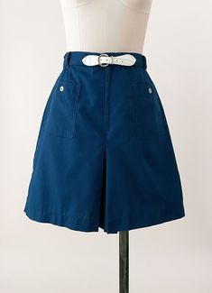 70s Navy Blue Belted Culottes Gator of Florida High Waisted Culotte Shorts 27 Waist - Etsy Retro High Waist Shorts With Belt Loops, Navy Knee-length Bottoms With Pockets, Vintage Knee-length Cotton Bottoms, Retro Knee-length Bottoms With Pockets, Vintage High Waist Shorts For Workwear, Vintage Blue Shorts With Belt Loops, Vintage High-waist Shorts For Work, High Waist Vintage Shorts For Workwear, Vintage Short Bottoms For Workwear