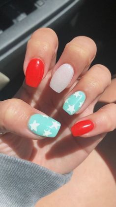 Patriotic Nails Design, Western Nails, Country Nails, July Nails, Nails For Kids, Summer Acrylic Nails