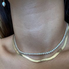 Gold Layer Necklace Set Choker Necklace Gold Tennis - Etsy Gold Tennis Necklace With Clavicle Chain, Gold Tennis Choker Necklace As Gift, Adjustable Herringbone Snake Chain Necklace, Tennis Necklace Layered, Hypoallergenic Necklaces, Gold Choker Necklace Set, Necklace Set Choker, Gold Tennis Necklace, Necklace Stacks