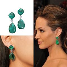 Teal Earrings will elevate your style, drawing inspiration from the iconic elegance of Angelina Jolie. Perfect for bridal wedding wear, these earrings epitomize sophistication and grace. The vivid teal sapphires, reminiscent of natural beauty, infuse your ensemble with luxury and individuality. Embrace the allure of celebrity-inspired jewelry and exude beauty and grace on your special day. Whether it's a gift for Mom or an anniversary present, these exquisite emerald gemstone earrings, crafted with natural Doublet Emeralds, radiate timeless glamour, ensuring you shine with elegance and charm. *𝐏𝐑𝐎𝐃𝐔𝐂𝐓 𝐃𝐄𝐓𝐀𝐈𝐋* * Material: Brass * Plating: White Rhodium Plated * Stone: AAA-quality CZ diamond. *𝐃𝐈𝐌𝐄𝐍𝐒𝐈𝐎𝐍𝐒* * Weight: 8 gm Each * Length:  1.65 Inches * Width: 0.6 inches * Luxury Green Diamond Earrings For Gift, Luxury Green Diamond Earrings Gift, Green Diamond Pierced Earrings, Green Teardrop Diamond Earrings Fine Jewelry, Green Teardrop Diamond Earrings, Green Gemstone Diamond Earrings, Green Diamond Drop Earrings With Accents, Green Gemstone Accent Earrings For Party, Green Gemstone Accented Earrings For Party