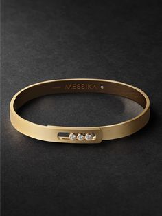 MESSIKA Move Noa 18-Karat Gold Diamond Bracelet for Men | MR PORTER Man Kada Design, Gold Bracelet Cuff Men, Diamond Bracelet Design Men, Diamond Bracelets For Men Unique, Mens Bracelet Designs Gold, Designer Bracelets With Brilliant Cut Diamonds, Designer Diamond Bracelet With Brilliant Cut, Luxury Diamond Bangle With Polished Finish, Modern Cuff Bracelet With Diamond Accents For Formal Events