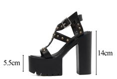 Department Name: Adult Item Type: Sandals With Platforms: Yes Heel Height: Super High (8cm-up) Outsole Material: Rubber Back Counter Type: Front & Rear Strap Insole Material: PU Side Vamp Type: Open Lining Material: PU Model Number: Gdgydh1333 21 Heel Type: Square heel Platform Height: 5-7cm Fashion Element: Rivet Occasion: Casual Upper Material: PU Brand Name: Gdgydh Fit: Fits true to size. take your normal size Style: Fashion Sandal Type: Ankle Strap Leather Style: Soft Leather Gender: Women Heel Height : 14.5cm Soft Leather Sandals, Square Heels, Summer Soft, Chunky Sandals, Leather Style, Pump Sandals, Flat Boots, Sandal Fashion, Heel Type