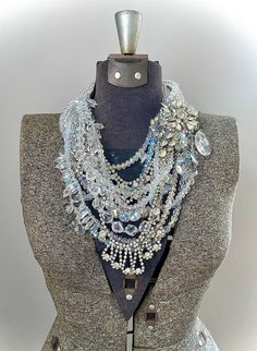 * This is a CUSTOM ORDER, please allow 2-3 weeks for creation! I will be in contact with you the entire time as you choose what specialized rhinestone pieces you want in your unique statement piece made just for you. * This bib style necklace can be worn at all times of the year and is sure to be a staple in your collection for many years to come. I've been really loving to create big crystal necklaces again with nothing BUT crystals an other shiny components. Most of the repurposed pieces in th Bridal Costume Jewelry Necklace With Bling, Bridal Crystal Necklace, Dazzling Jeweled Bridal Necklace With Crystals, Dazzling Jeweled Crystal Bridal Necklace, Dazzling Jeweled Bridal Necklace In Crystal, Crystal Jeweled Bridal Necklace In Costume Style, Crystal Bridal Necklace With Jeweled Costume Jewelry, Bling Crystal Costume Necklaces, Dazzling Crystal Embellished Necklaces