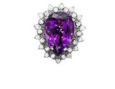 8.10 Carats Natural Amethyst and Diamond 14K Solid White Gold Ring Total Natural Amethyst Weights: Approx. 7.20 Carats Amethyst Measures: Approx. 16.00 x 11.00mm Natural Round Diamonds Weight: Approx. 0.90 Carats (color G-H / Clarity SI1-2) Ring total weight: Approx. 5.8 grams Disclaimer: all weights, measurements and colors are approximate and may vary slightly from the listed dimensions or as seen in the image. All pictures are magnified to show the smallest of details. Please, refer to the it Formal Pear-shaped Amethyst Ring With Prong Setting, Elegant Cluster Amethyst Ring For Formal Occasions, Elegant Formal Cluster Amethyst Ring, Formal Amethyst Pear-shaped Ring, Purple Cluster Rings For Formal Occasions, Formal Purple Cluster Rings, Purple Cluster Jewelry For Formal Occasions, Emerald Cut Aquamarine Ring, Emerald Cut Rings