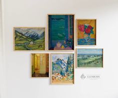 six paintings are hanging on the wall