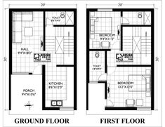 two story house plan with ground floor and first floor, which is the size of an apartment