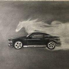 22x30 Charcoal drawing Car Charcoal Drawing, Looking Out Car Window Drawing, Charcoal Art Easy, Car Art Drawing, Easy Charcoal Drawings, Charcole Drawings, Mustang Drawing, Pencil Sketches Easy, Cars Drawing