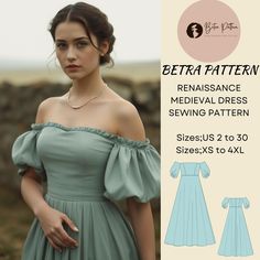 Renaissance Regency Dress Sewing Pattern,Medieval Dress,Victorian Dress,Maxi Dress,Ball Gown,Fairy Dress,available as an instant download (pdf) sewing pattern bundle with a range of size options, including plus sizes ⭐US Sizes: 2, 4, 6, 8, 10, 12, 14, 16, 18, 20, 22, 24, 26, 28, 30 ⭐Standard Sizes: XS, S, M, L, XL, 2XL, 3XL, 4XL ⭐These patterns are suitable for A4, A0, and US Letter size papers. ⭐Once your payment is processed, you will automatically receive download links for the pattern files. Please note that you can only download the files from a computer; they will not work on a phone or iPad. ⭐This is a digital product. You will receive zip files containing the patterns and sewing instructions. ⭐Due to the nature of digital downloads, no refund, return, or exchange of the files is po Regency Dress Patterns, Regency Dress Pattern, Regency Dress, Dress Ball Gown, Sewing Instructions, Clothes Pattern, Medieval Dress, Sewing Lessons, Sewing Pattern Sizes