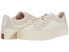 AllSaints Milla - Women's Shoes : Cream : Step your game up in the AllSaints Milla featuring a classic flatform lace-up style sneaker with textile upper and well bedded footbed for all day wear. Available in two color options. AllSaints women's footwear runs large. Brand suggests sizing down from your normal size. Upper made from leather and textile material. Lining and insole made out of textile material. Synthetic outsole. Made in Portugal. Measurements: Heel Height: 1 1 4 in Weight: 12 oz Pla Textile Lace-up Platform Sneakers For Sports, Cream Lace-up Platform Sneakers For Sports, Casual Textile Lace-up Wedge Sneakers, Trendy Textile Sneakers With Laces, Sporty Lace-up Canvas Shoes With Gum Sole, Textile Platform Lace-up Sneakers With Laces, Textile Platform Sneakers With Lace-up Laces, Textile Platform Lace-up Sneakers, Textile Lace-up Platform Sneakers