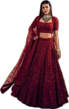 Red Anarkali Lehenga With Sheer Dupatta, Red Designer Party Wear Lehenga, Red Party Wear Set With Dupatta, Designer Party Wear Red Lehenga, Elegant Red Lehenga With Dupatta, Red Georgette Lehenga With Unstitched Blouse, Red Floor-length Lehenga With Dupatta, Red Fitted Lehenga For Party Wear, Red Party Wear Sets For Reception