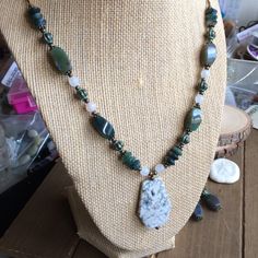 Handmade Aventurine Round Bead Jewelry, Bohemian Green Agate Crystal Necklaces, Handmade Bohemian Jade Beaded Necklaces, Bohemian Jade Jewelry, Bohemian Beaded Aventurine Necklaces, Bohemian Moss Agate Gemstone Jewelry, Bohemian Jade Beaded Necklace Gift, Bohemian Jade Necklace With Natural Stones, Bohemian Jade Beaded Necklace For Gift