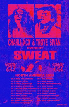 a concert poster with the words sweat on it