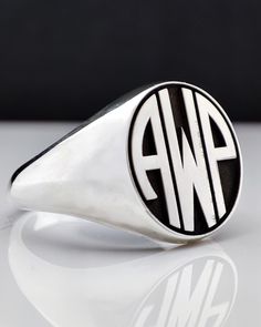 Personalized Signet ring, Monogram Signet Ring, Engraved Letter, 925K Silver, Signet Ring, Pinky Signet ring, Seal Ring, Christmas Gift This product is GUARANTEED for life. - College graduation rings for men and women delicately engraved with your school logo or any other initials or image you want. - The ring has solid back. Deep and detailed engraving very delicately handcrafted unisex - looks super cool on both women & men - The ring is 925 Silver - Please contact me for your 14 carat and 18 Vintage Sterling Silver Engraved Ring With Hallmarks, Sterling Silver Signet Ring As Gift, Sterling Silver Round Signet Ring Gift, Sterling Silver Initial Ring With Polished Finish, Sterling Silver Engraved Ring With Initials For Formal Occasions, Engraved Sterling Silver Initial Ring As Gift, White Sterling Silver Engraved Signet Ring, Vintage Sterling Silver Oval Initial Ring, Vintage Sterling Silver Engraved Ring With Initials