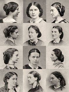 Victorian hairstyle 1850s Hairstyles, 1800s Hairstyles, 19th Century Hair, Hairstyles Layered