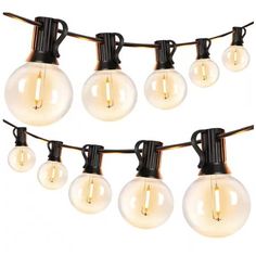 a bunch of light bulbs hanging from a string