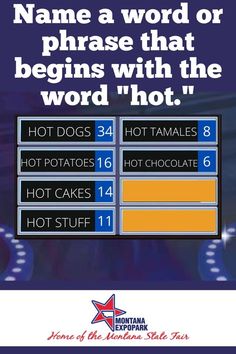 a sign that says name a word or phrase that begins with the word hot dogs