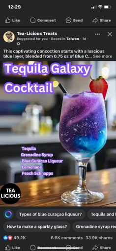 an image of a cocktail in a glass with a straw on it and the caption tequila tress