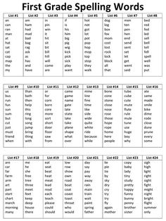 the first grade spelling words worksheet is shown in black and white with an image of