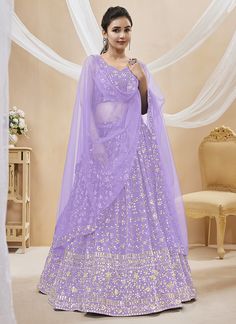 Lavender Sequence Embroidery Wedding Lehenga Choli Anarkali Lehenga Gowns, Wedding Lehenga Choli, Anarkali Lehenga, Sequence Embroidery, Dress Pant Suit, Embroidery Wedding, Weddings Receptions, Ethnic Wear For Women