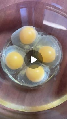 three eggs in a glass bowl with water