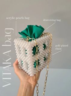 Luxury White Square Evening Bag, Luxury Pearl Evening Bag As Gift, Elegant White Box Bag For Gift, White Rectangular Box Bag For Gifts, Formal Gold Pearl Bags, Luxury Pearl Bag As Gift, Gold Pearl Bags For Formal Occasions, Luxury White Evening Bag As Gift, Formal White Box Bag With Dust Bag