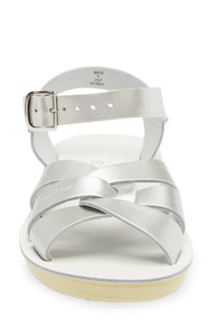 A buckle-embellished strap extends the breezy, beach-ready style of a lightweight and versatile everyday sandal. Adjustable strap with buckle closure Leather upper and lining/synthetic sole Imported Kids' Shoes Beach Sport Sandals With Buckle Closure And Round Toe, Beach Sport Sandals With Ankle Strap And Buckle, T-strap Sport Sandals For Beach And Summer, Summer Beach T-strap Sport Sandals, Adjustable Beach Sport Sandals With Buckle, Adjustable Beach Sport Sandals With Buckle Closure, Beach Sport Sandals With Double Strap And Buckle Closure, Closed Toe Sport Sandals With Adjustable Strap For Beach, Double Strap Sport Sandals With Buckle For Beach